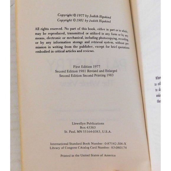 Palmistry the Whole View by Judith Hipskind 2nd Edition 1983 Trade Paperback - Picture 3 of 3